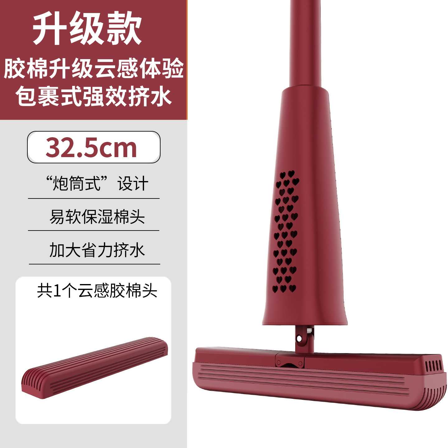 新款邦邦棉家用卫生间海绵挤水吸水胶棉拖把懒人一拖净两用拖布桶