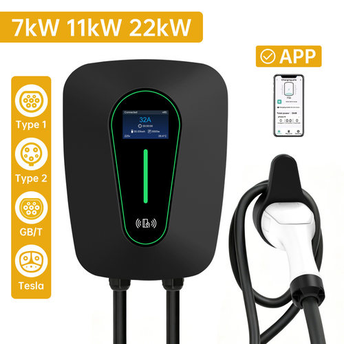 7KW充电桩比亚迪通用type2/GBT/type1枪头出口跨境充电桩32A三相