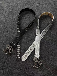Cry Angel暗黑亚比朋克龙扣Vintage中古腰带复古铆钉朋克小众皮带