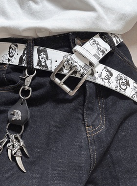 ERD风格忧郁的富二代嘻哈街头人像手绘皮带腰带美式复古街头男女