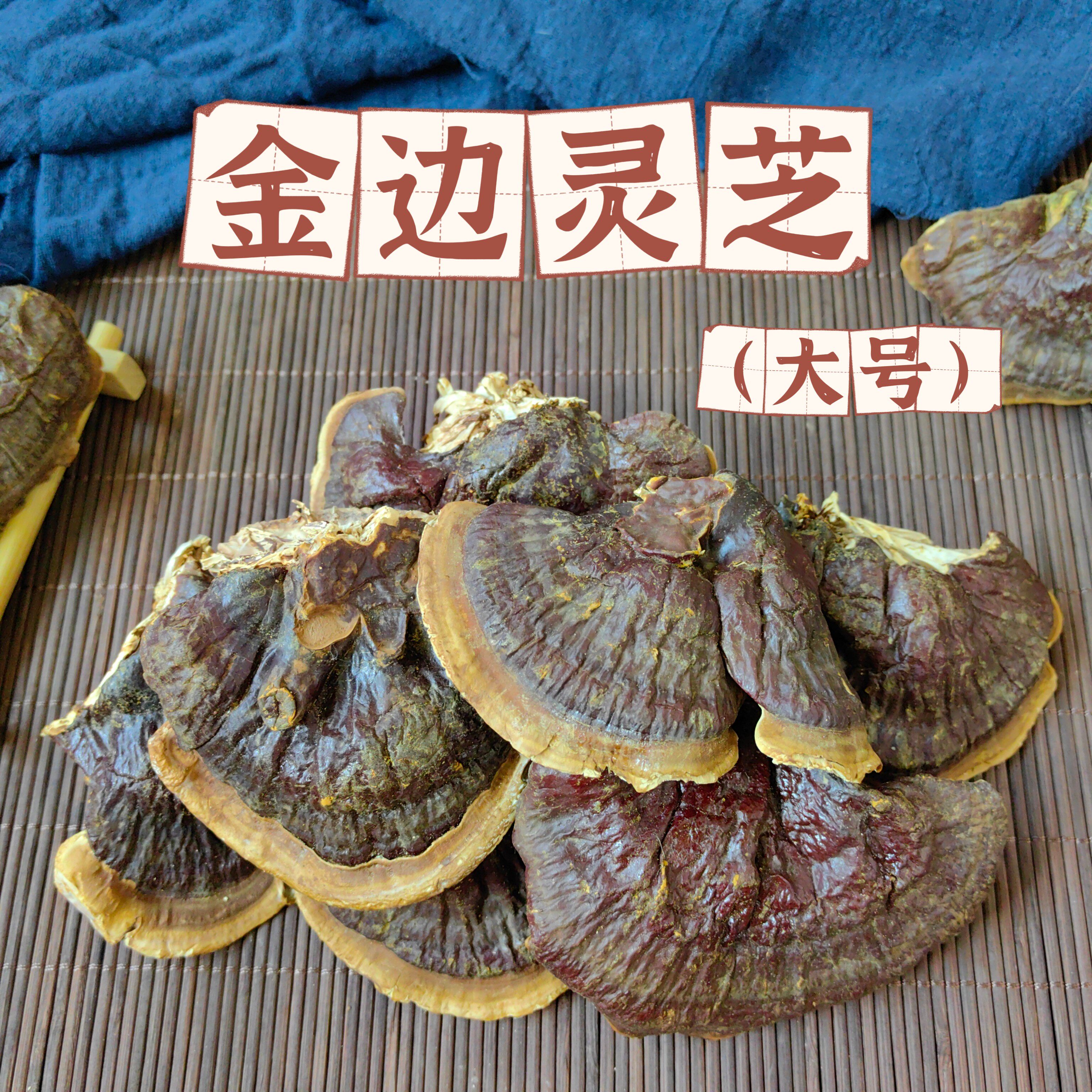 野生长白山金边灵芝清热大号灵芝赤灵芝白肉灵芝泡煮水煲汤料500g