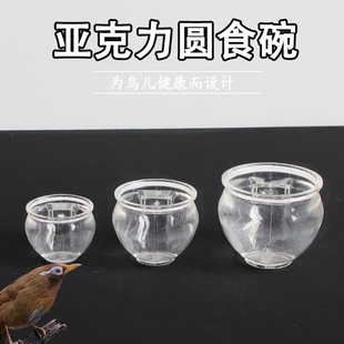 绣眼画眉八哥鸟食杯玻璃透明鸟食罐红子颠颏盒水杯缸圆食碗水碗