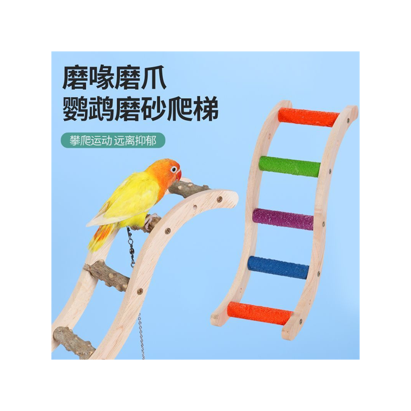 虎皮牡丹鹦鹉玩具小鸟互动爬梯攀爬绳秋千配件用品云梯木梯磨爪嘴