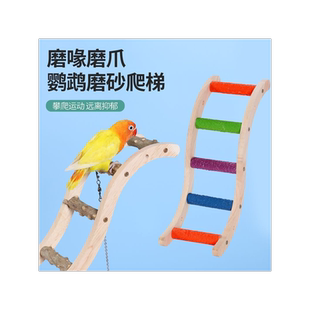 虎皮牡丹鹦鹉玩具小鸟互动爬梯攀爬绳秋千配件用品云梯木梯磨爪嘴