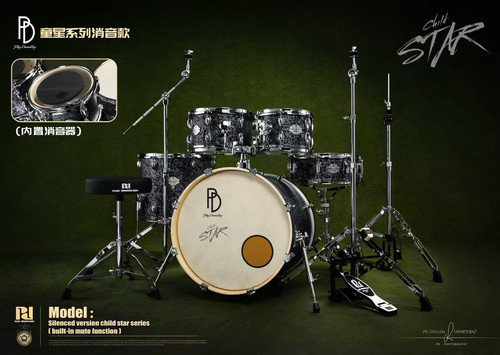 2025新款PD内置消音器PLAY DRUMS BOY儿童之星架子鼓 5鼓3镲1踩锤