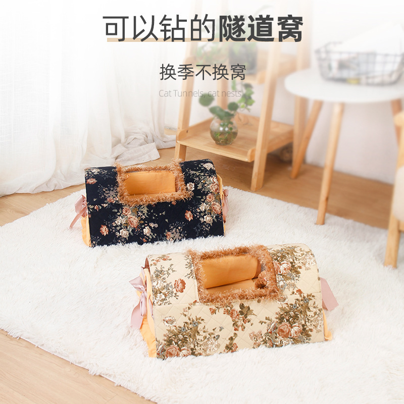 糖果型猫隧道四季滚地龙网红猫玩具半封闭猫用品欧式奢感通道猫窝