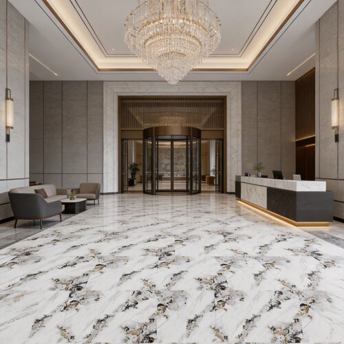 别墅酒店大厅KTV工程定制地板砖750*1500奢石地砖600x1200瓷砖