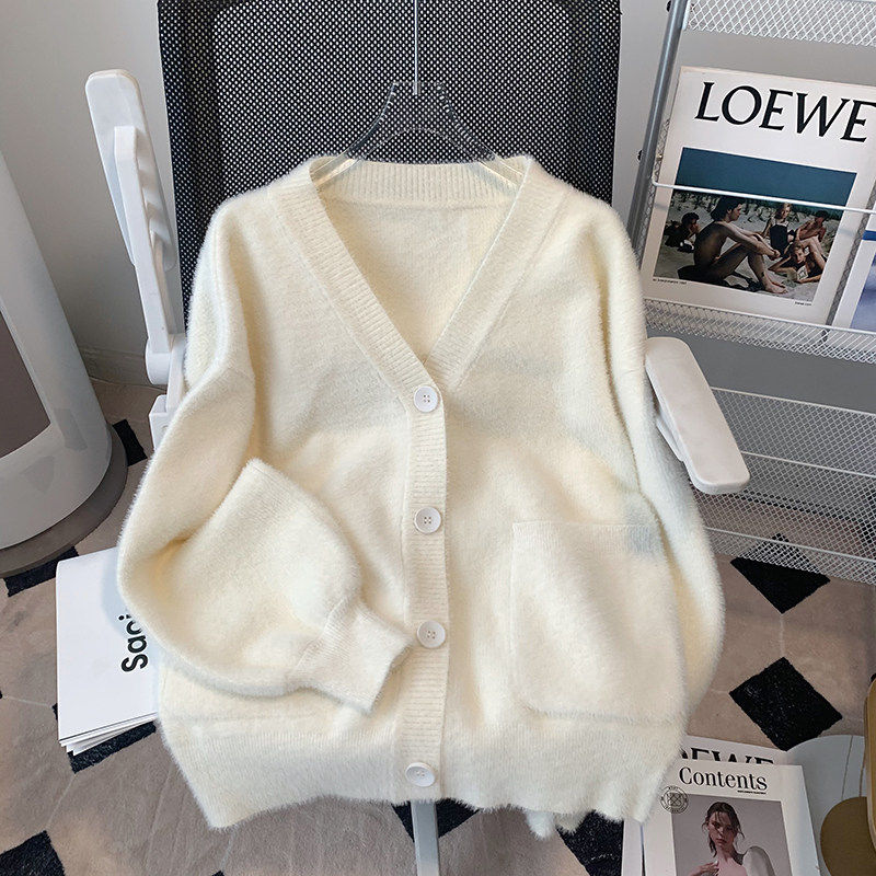 2025新款春季毛茸茸针织毛衣开衫外套女小个子加厚保暖长袖上衣女