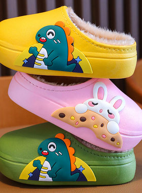 儿童棉拖鞋冬季室内防滑保暖男女童防水软底家居宝宝毛毛外穿棉鞋