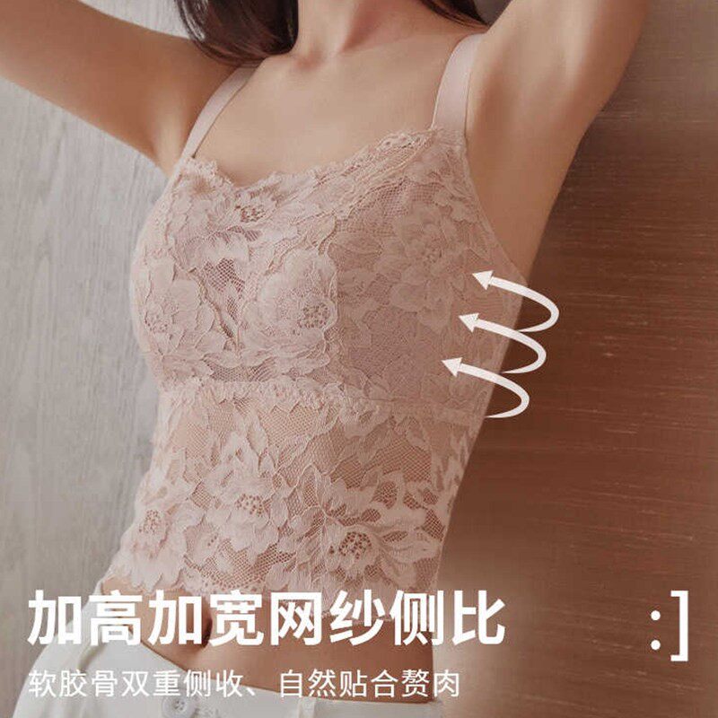 大胸显小超薄款蕾丝内衣防走光性感美背抹胸背心式夏季女大码文胸