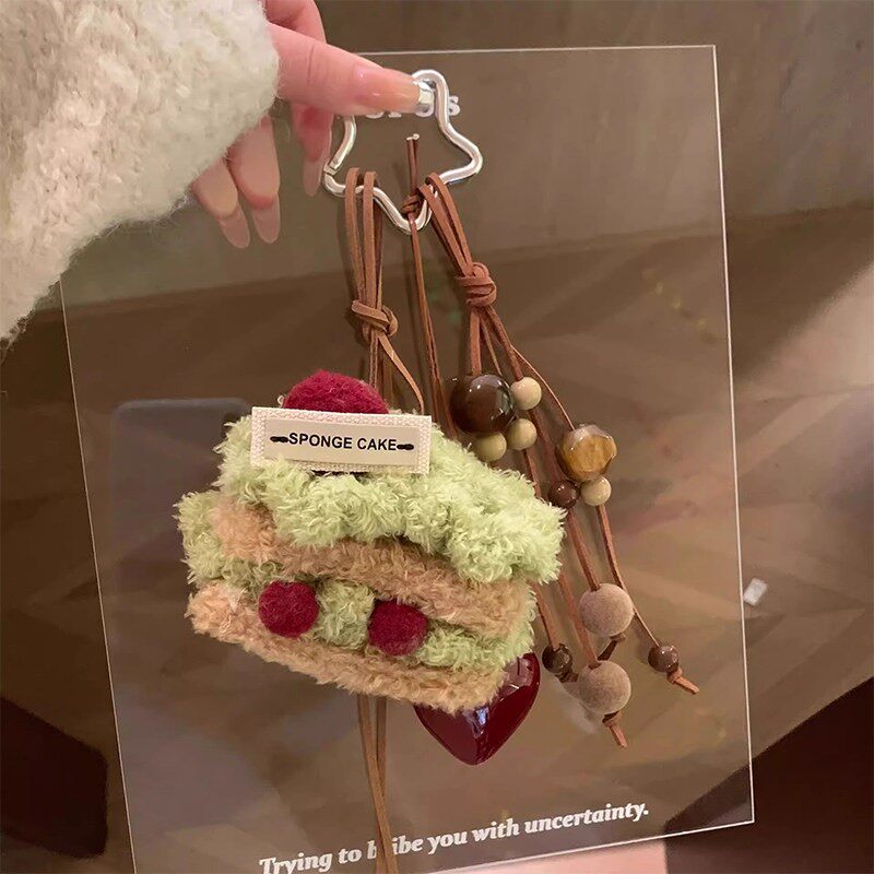可爱毛绒三明治樱桃蛋糕背包挂件ins风手机挂链甜美少女配饰挂件