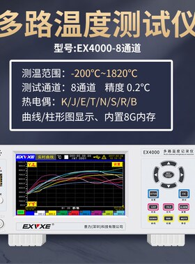 意力EX6000多路温度测试仪8通道曲线巡检多路温度记录仪64通道