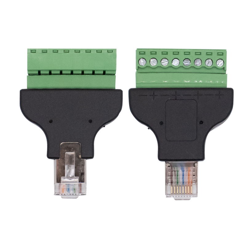 网路线延长器8P8C水晶头母座RJ45转8Pin端子免焊接绿色网络接线端