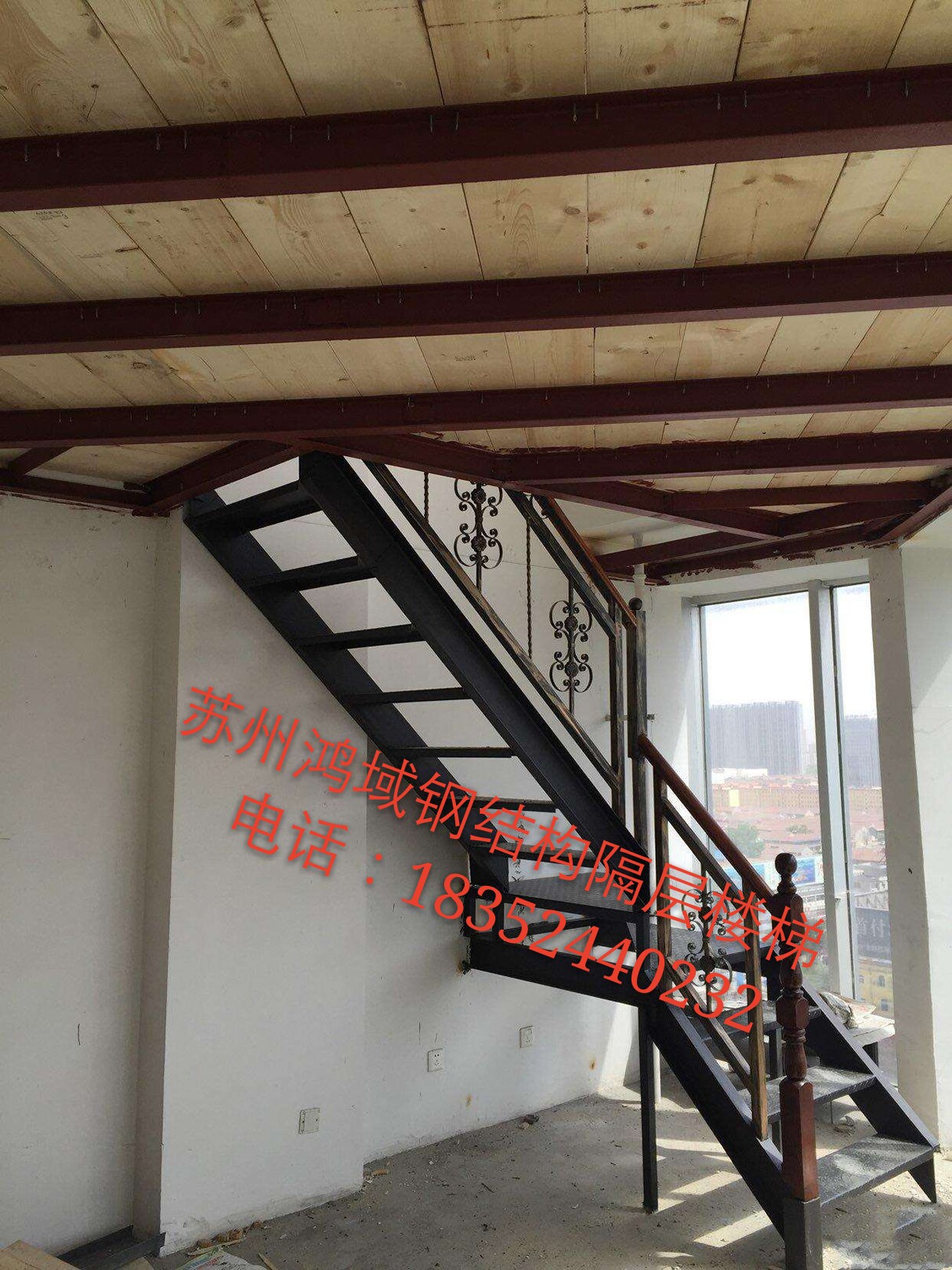 苏州常熟钢结构阁楼隔层搭建钢木结构多层板松木板搭建阁楼