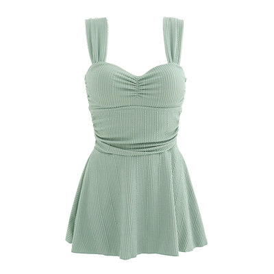 新款性感连体裙式泳衣女保守遮肚显瘦度假小胸聚拢学生泡温泉泳装