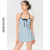 泳衣女度假小胸聚拢遮肚显瘦保守学生泳装 新款 性感连体裙式 泡温泉