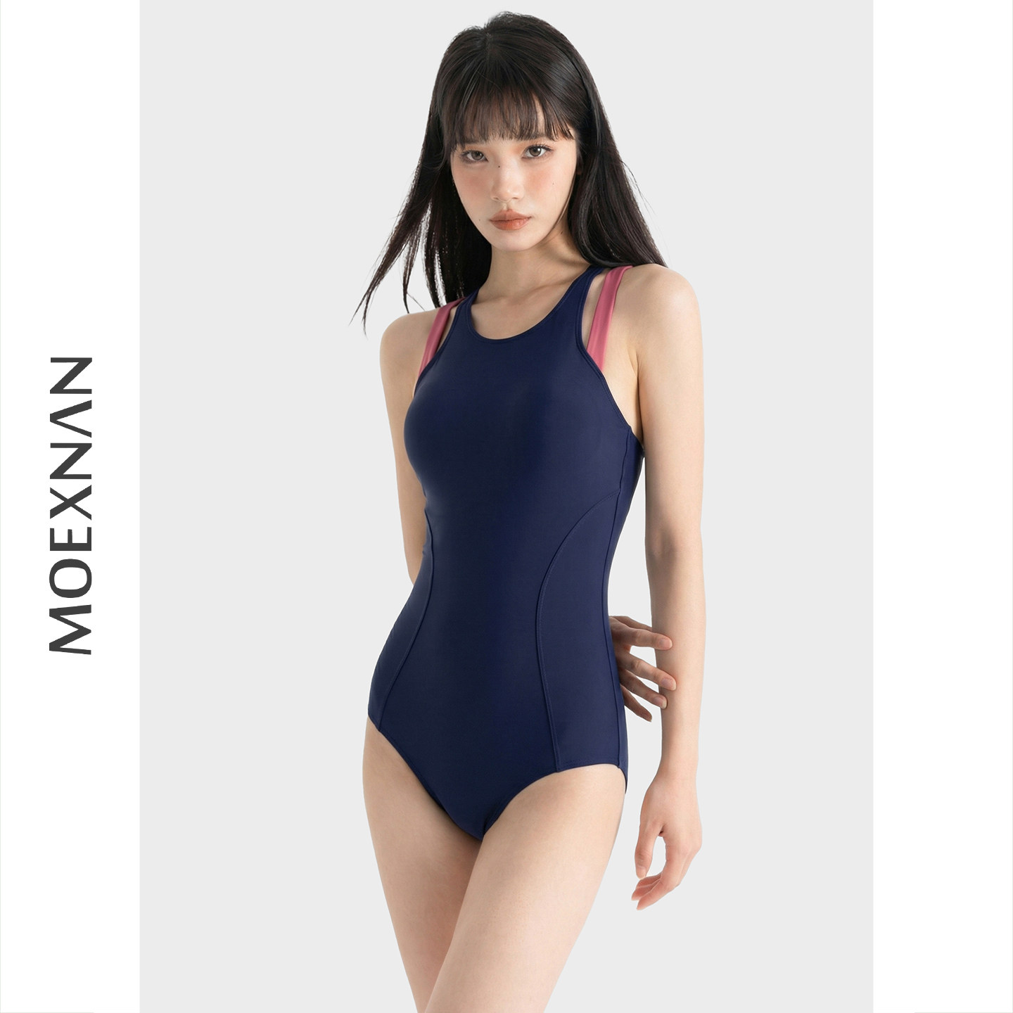 新款连体泳衣女性感度假小胸聚拢竞速保守遮时尚肚显瘦游泳馆泳装