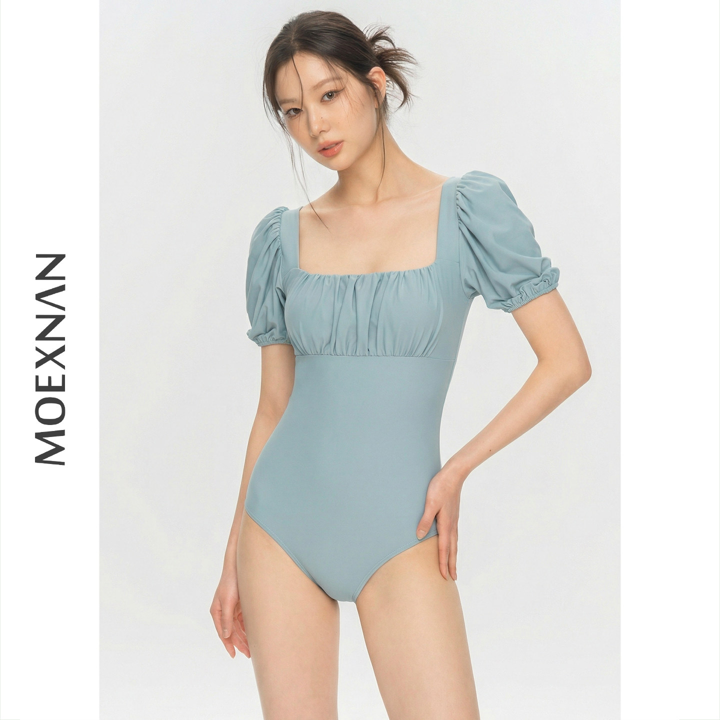 新款连体泳衣女短袖度假保守显瘦遮肚小胸聚拢性感高级泳装泡温泉