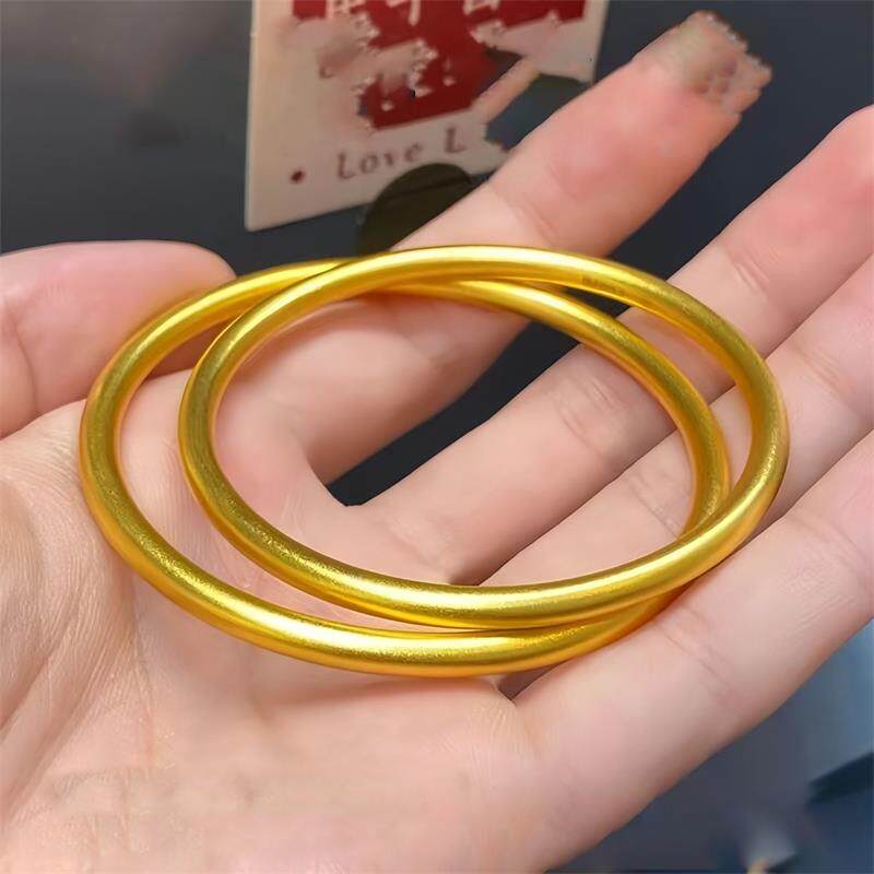 古法传承手镯女仿真黄金正品实心越南沙金素圈不掉色福牌手链首饰