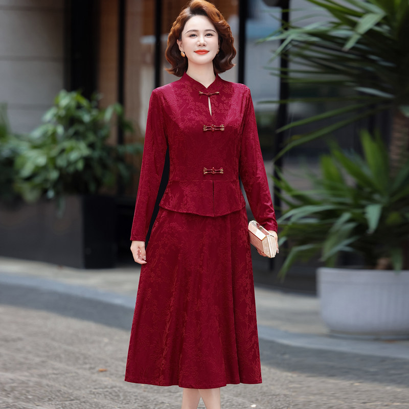 喜婆婆婚宴装中老年新中式旗袍连衣裙妈妈高端婚礼裙子平时可穿女