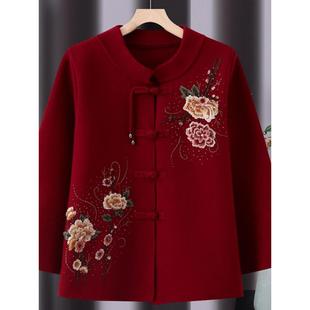 老年人秋冬装女奶奶唐装外套80岁新中式衣服老太太喜婆婆针织开衫