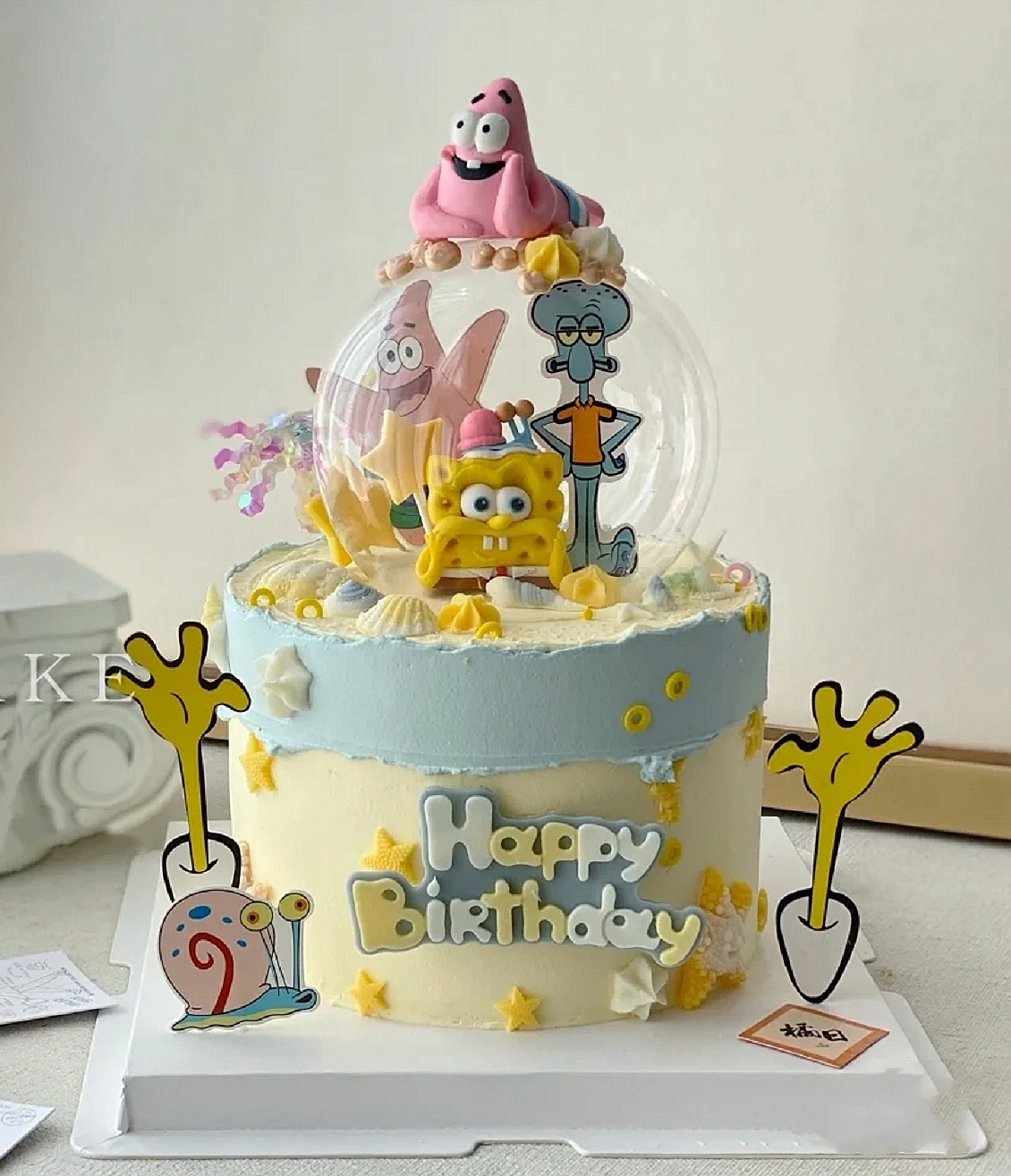 海绵宝宝生日蛋糕装饰品摆件派大星章鱼哥卡通儿童插件装扮配件