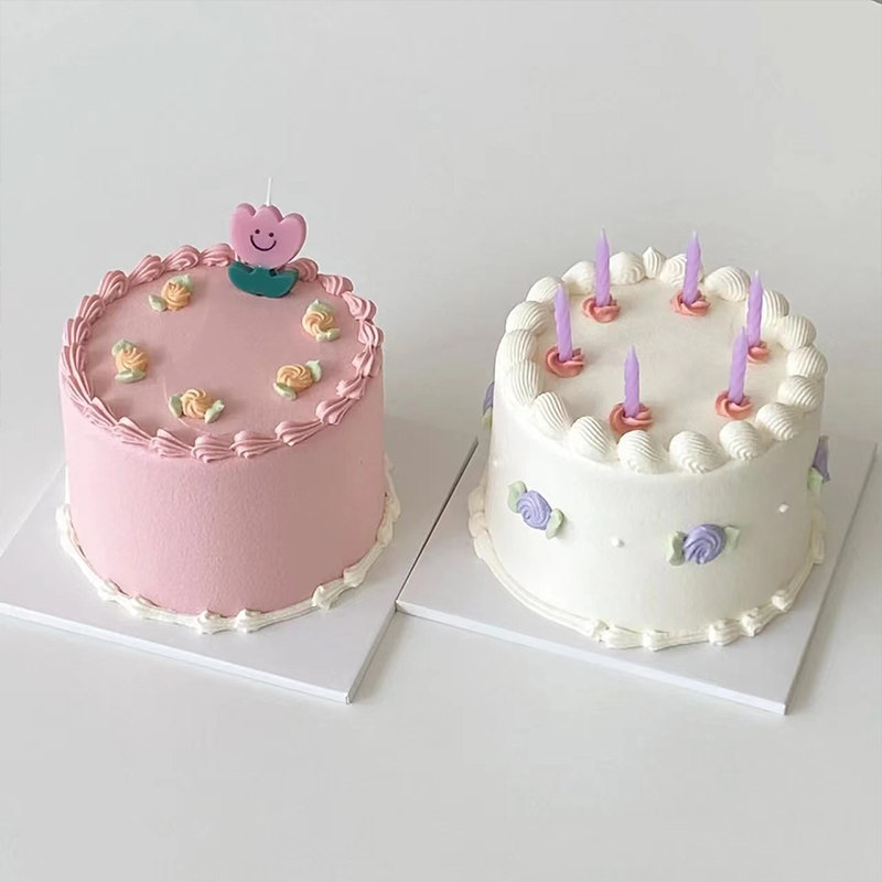 ins风生日蛋糕装饰蜡烛插件 网红扭扭浪漫马卡龙螺纹创意曲线蜡烛