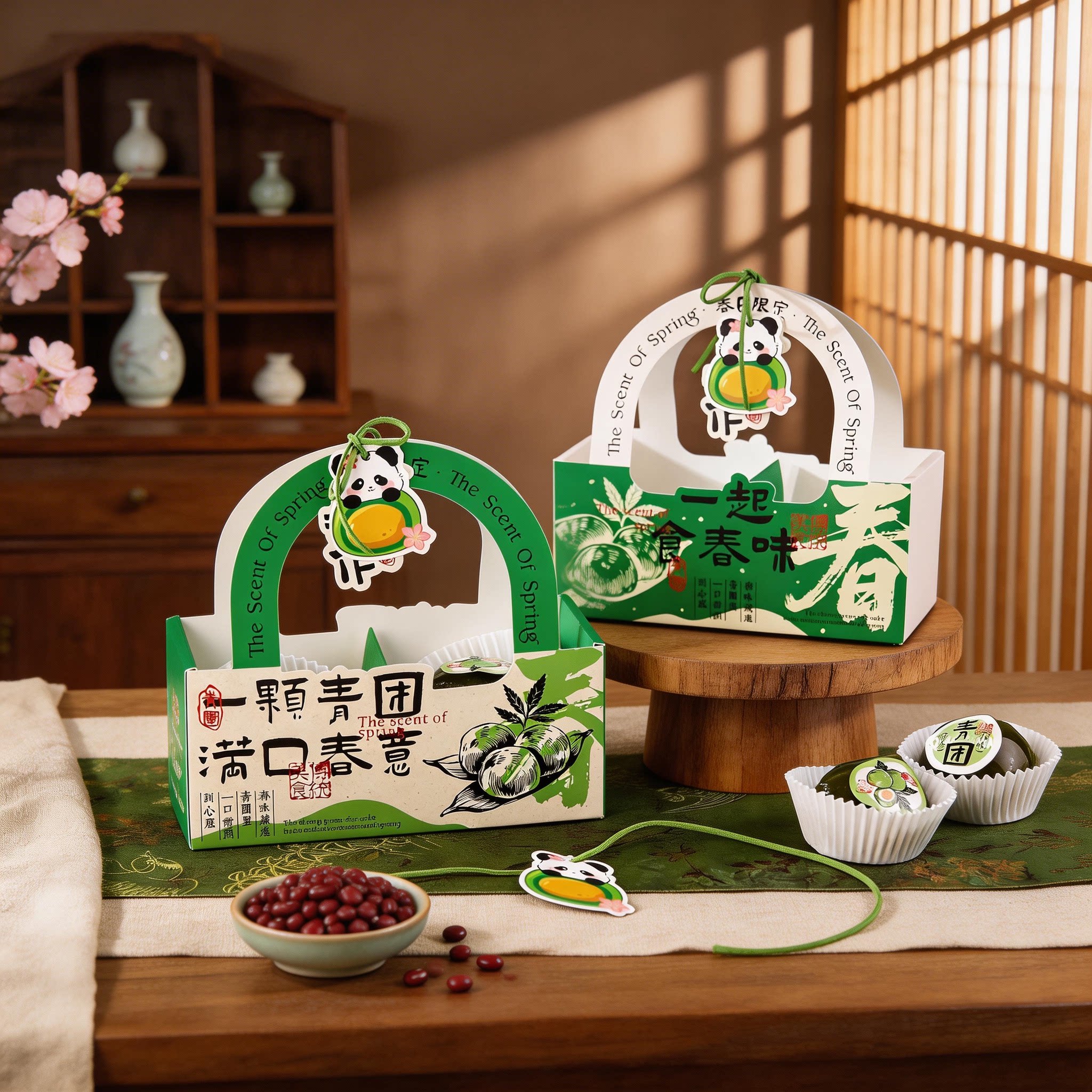 中式青团礼盒绿豆糕包装盒4粒6粒蛋黄酥吸塑甜点打包手提盒子烘焙