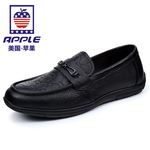 APPLE男鞋 一脚蹬乐福鞋 春秋新款 百搭厚底商务休闲皮鞋 时尚 苹果