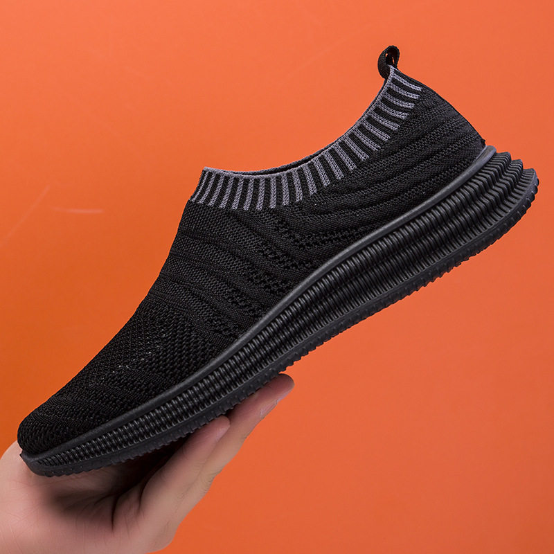 透气男鞋春夏网面透气鞋飞织休闲鞋子男士袜子鞋工作跑步鞋