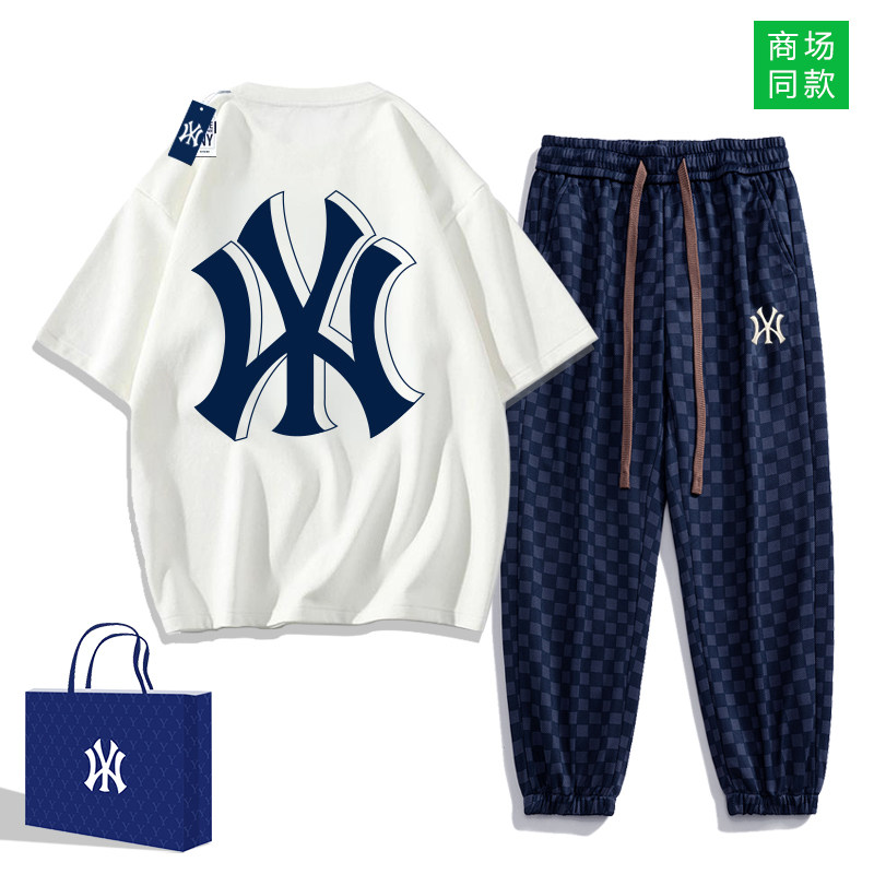 奥特莱斯夏季短袖套装男士纯棉t恤潮流百搭休闲裤情侣潮牌两件套,男装,休闲运动套装,淘宝优惠券,粉丝福利购,淘宝优惠卷