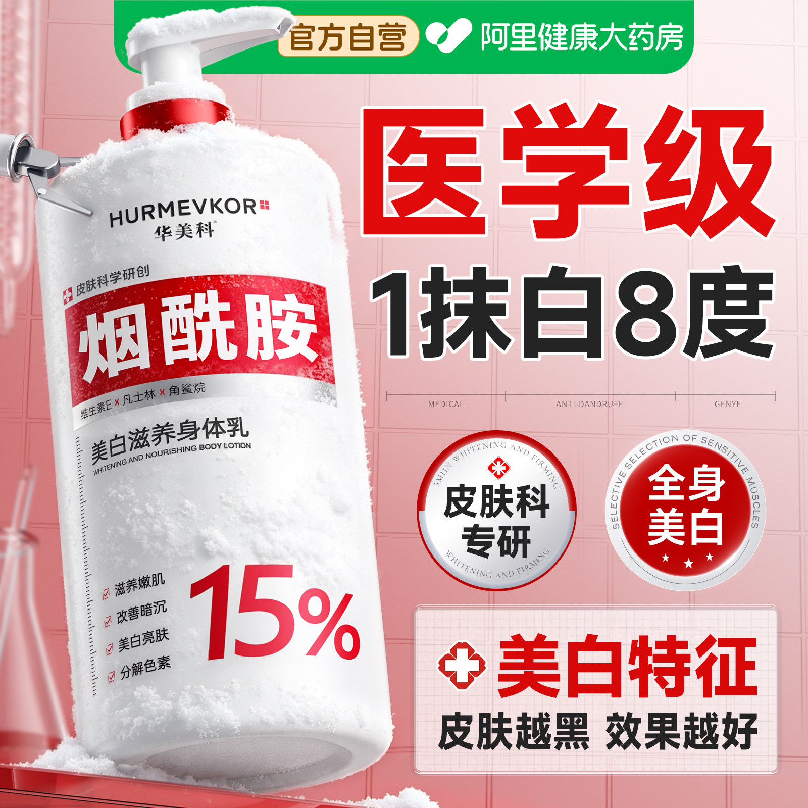 凡士林烟酰胺美白身体乳保湿补水全身冷白皮变白女正品官方旗舰店