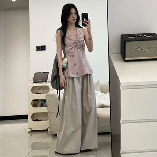 高级感茶里茶气甜美上衣别致套装 夏日一整套穿搭2025小众不撞款 女