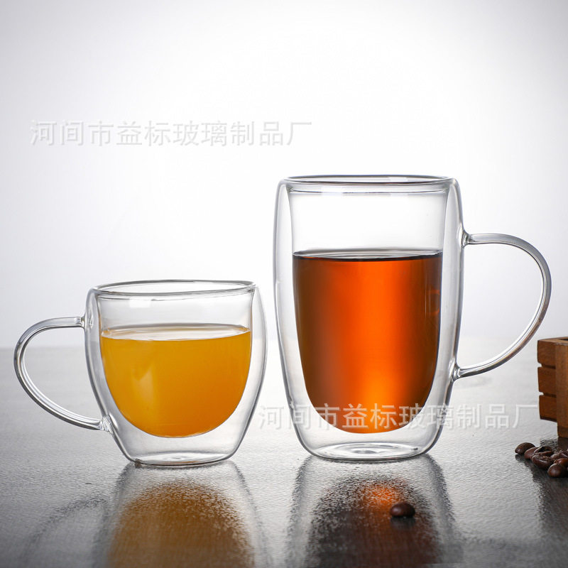 隔热防烫双层玻璃把杯耐