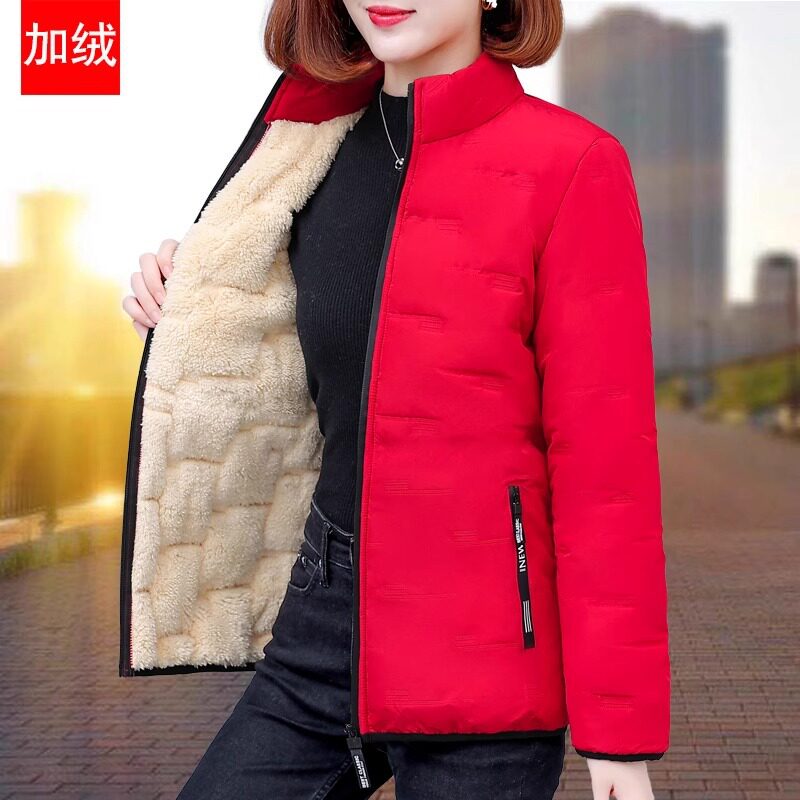 加绒加厚羽绒棉服棉衣女士2025冬季新款立领保暖冬装短款棉袄外套