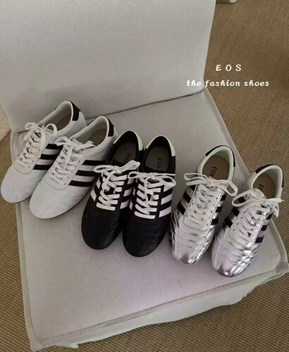 EOS真皮德训鞋女2026秋季新款系带百搭轻便运动休闲鞋小白鞋板鞋