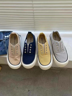 EOS一脚蹬芒果头帆布鞋女2025夏新款韩版厚底休闲百搭板鞋懒人鞋