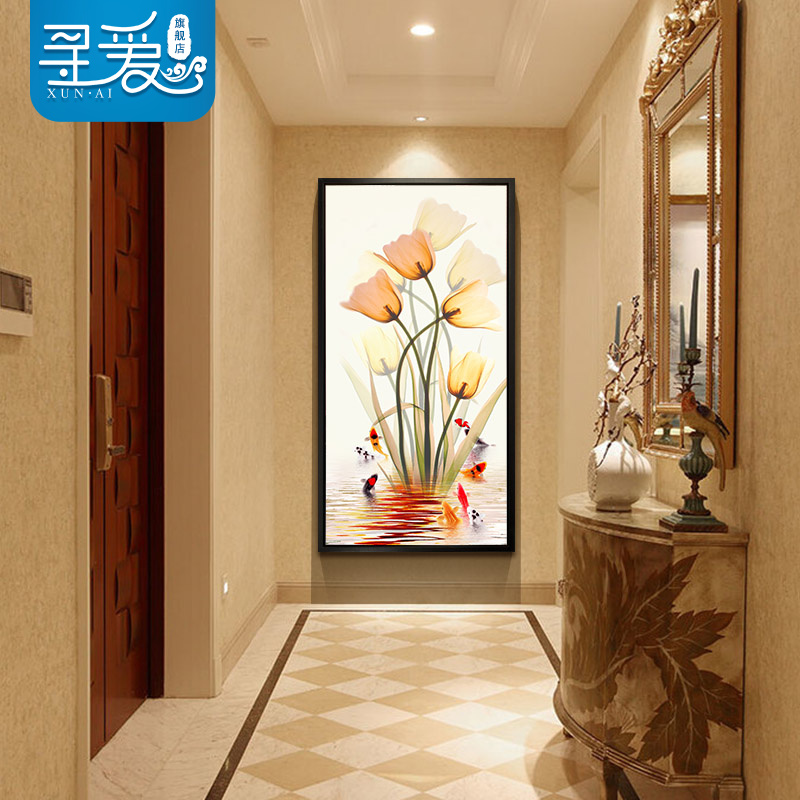 入户玄关装饰画轻奢竖版门口家庭走廊过道现代简约美式壁画挂画鹿