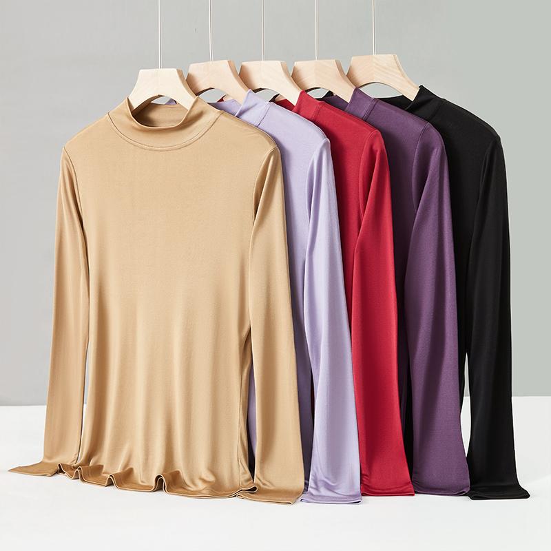 去纯桑蚕丝重磅打底衫长袖T恤