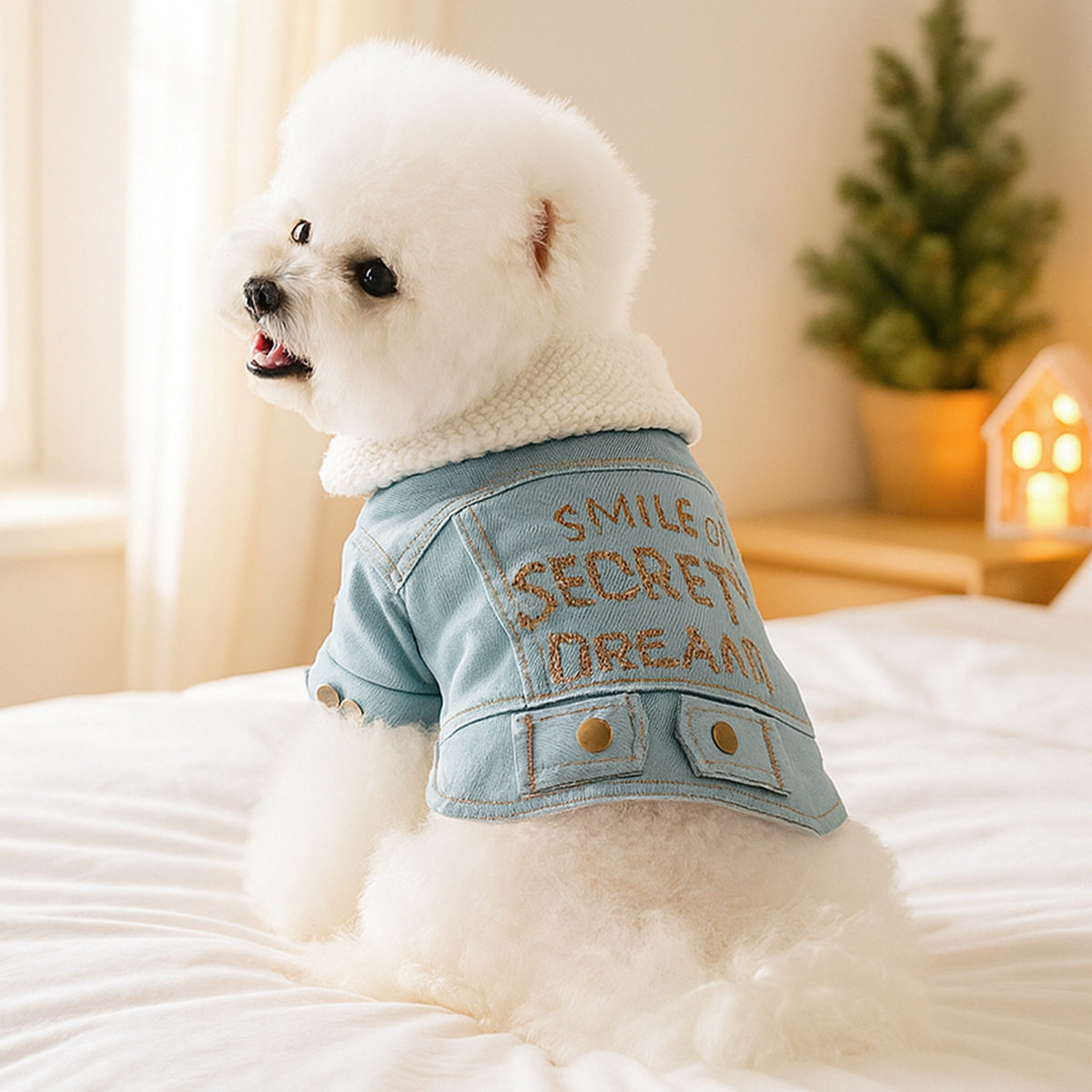 狗狗猫咪秋冬衣服牛仔马甲棉衣
