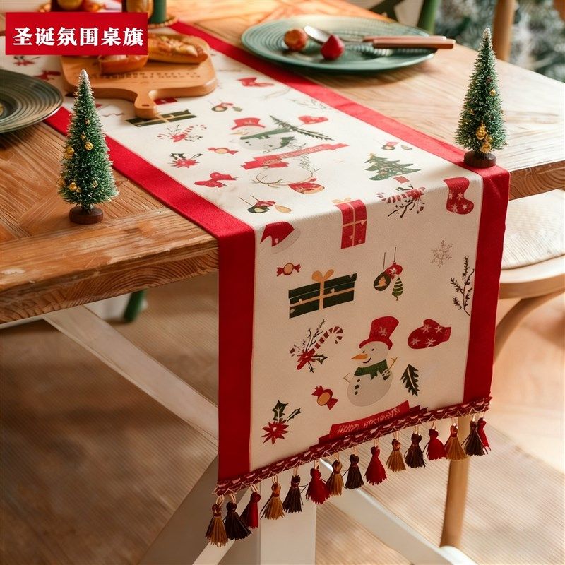圣诞桌旗 Christmas table runner圣诞节桌布餐厅酒店餐桌台布巾