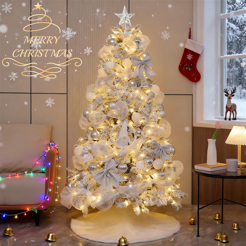 christmas tree白色圣诞树大型家用发光加密落雪装饰摆件落地氛围