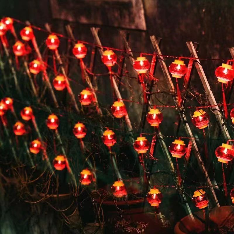 新年流苏灯笼灯串春节元宵彩灯装饰LED节日氛围灯太阳能满天星