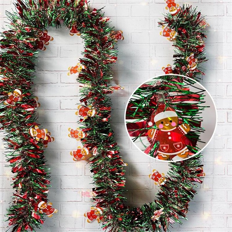毛条装饰品圣诞节氛围布置用品围栏缠绕装饰彩条圣诞树挂饰绿毛条