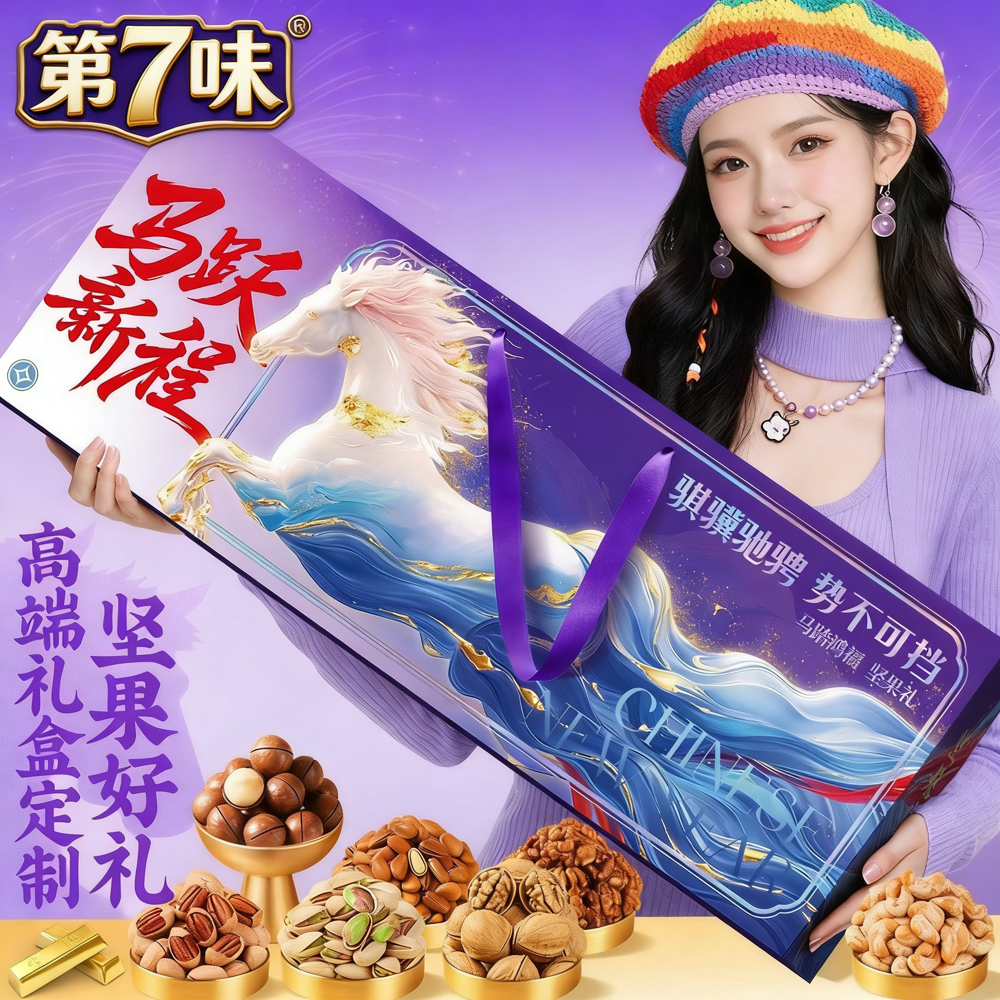 第7味年货坚果礼盒装春节新年过年送礼送长辈礼品干果零食大礼包,零食/坚果/特产,坚果礼盒,淘宝优惠券,粉丝福利购,淘宝优惠卷