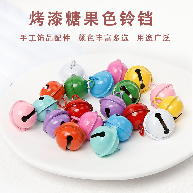 宠物项圈配件 DIY饰品配件手工发饰22mm糖果色烤漆一字圣诞圆铃铛