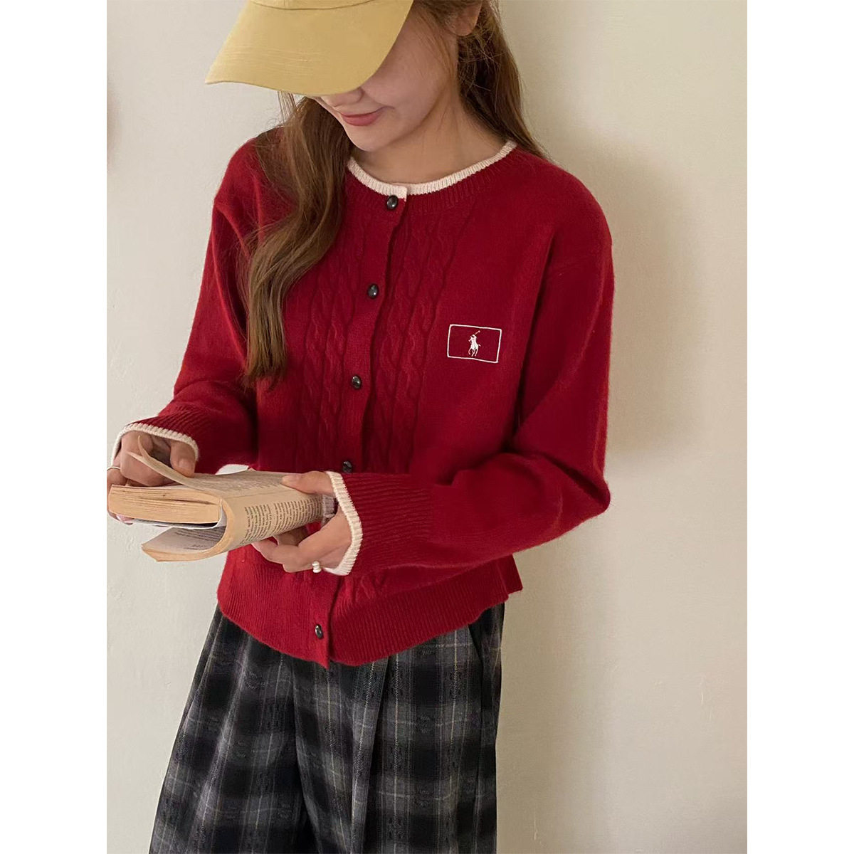 春装新款绞花针织上衣学院风圆领百搭慵懒风显瘦毛衣外套女ZEZ,女装/女士精品,毛衣,淘宝优惠券,粉丝福利购,淘宝优惠卷