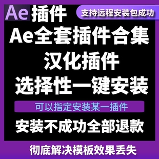 AE插件一键安装中文汉化全套合集包支持CC2018-2024粒子脚本e3d