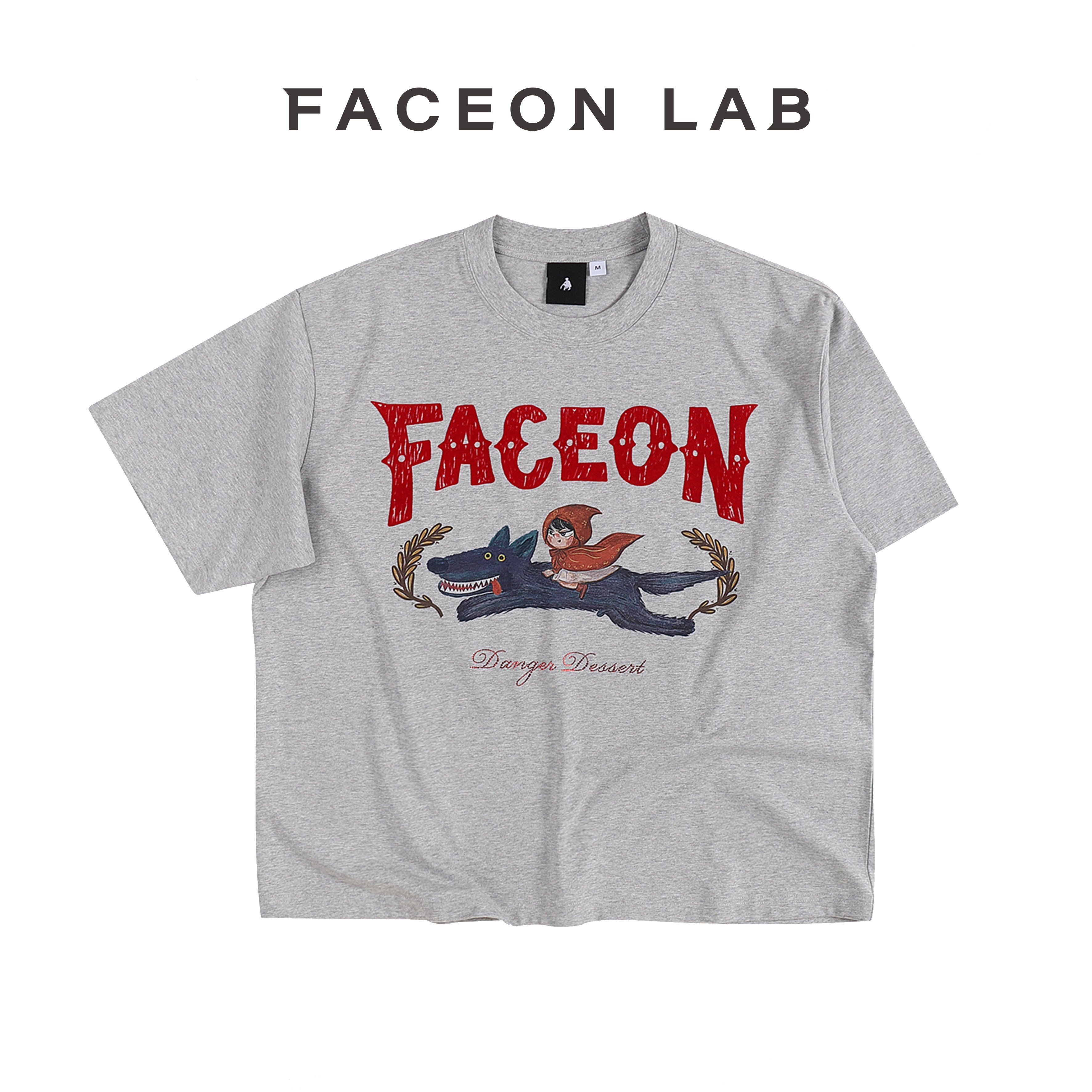 FACEONLAB小红帽骑士T男女同款纯棉超宽松百搭夏季休闲7A抗菌短袖