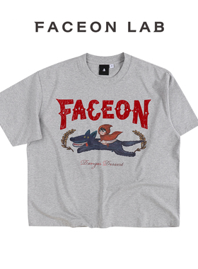 FACEONLAB小红帽骑士T男女同款纯棉超宽松百搭夏季休闲7A抗菌短袖